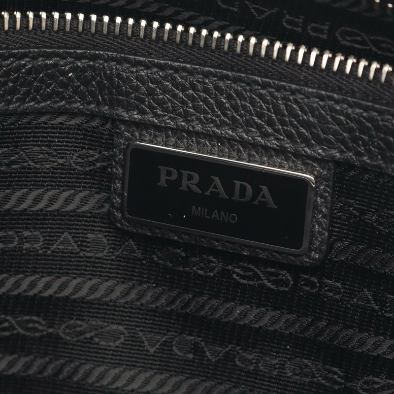 PRADA VITTELO 肩挎斜背包 2VH019 皮革 黑色 logo 二手 男女通用-3