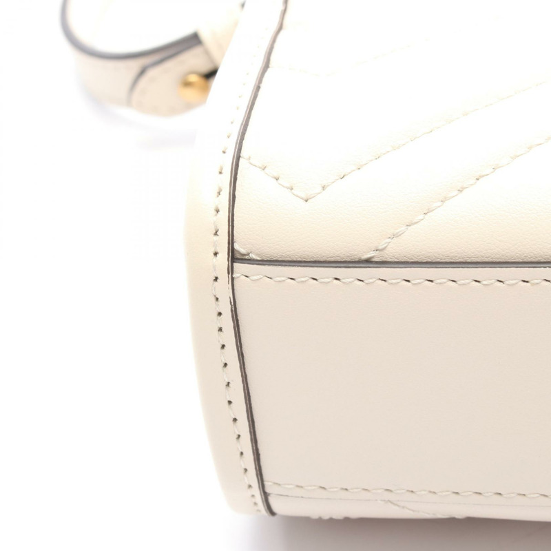 GUCCI GG Marmont 斜背單肩包 696123 白色皮革 二手 女士-4