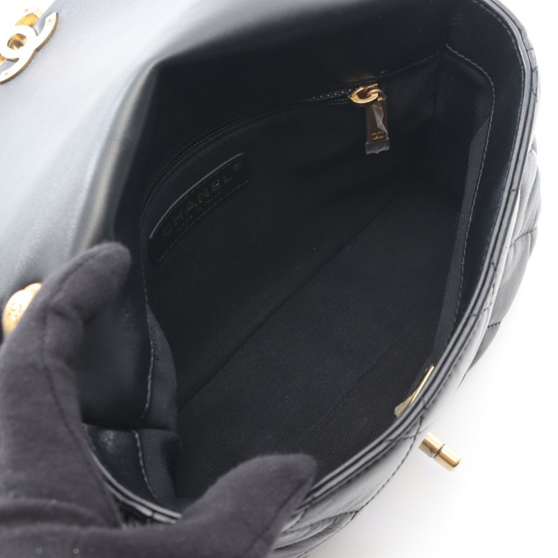 香奈兒 (CHANEL) 絎縫鏈條肩背包 AS3206 羊皮黑色二手女士-2