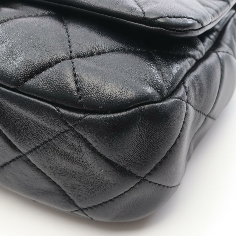 香奈兒 (CHANEL) 絎縫鏈條肩背包 AS3206 羊皮黑色二手女士-7