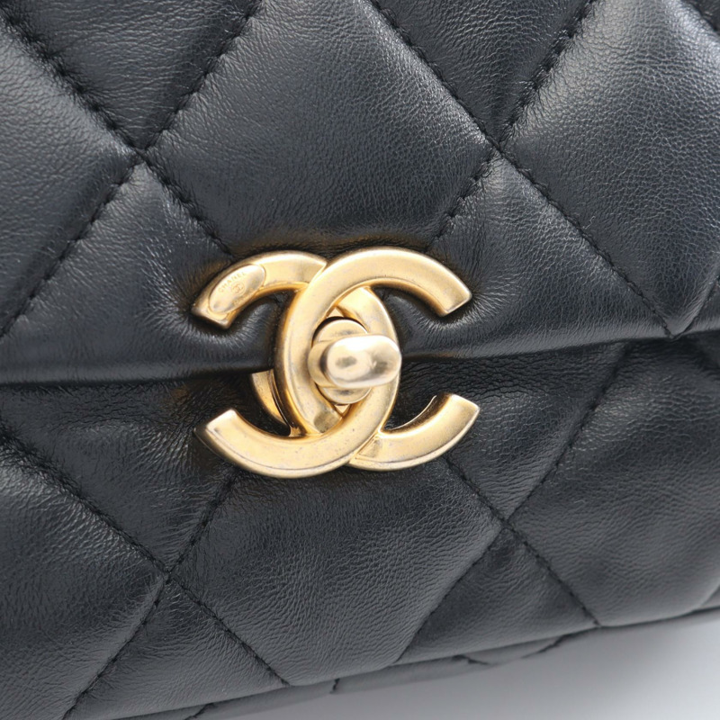 香奈兒 (CHANEL) 絎縫鏈條肩背包 AS3206 羊皮黑色二手女士-8