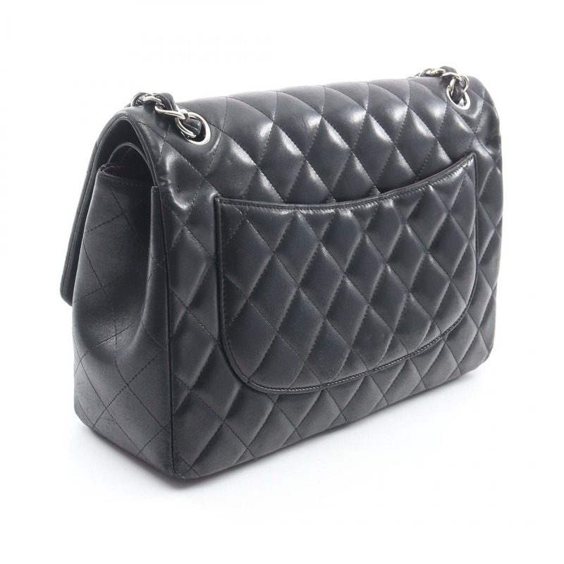 香奈兒 Deca Matelasse 30 經典大單肩包，羊皮材質，黑色，二手 CC-1