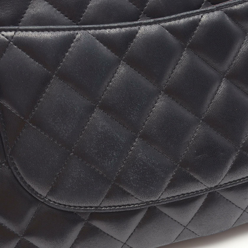 香奈兒 Deca Matelasse 30 經典大單肩包，羊皮材質，黑色，二手 CC-5