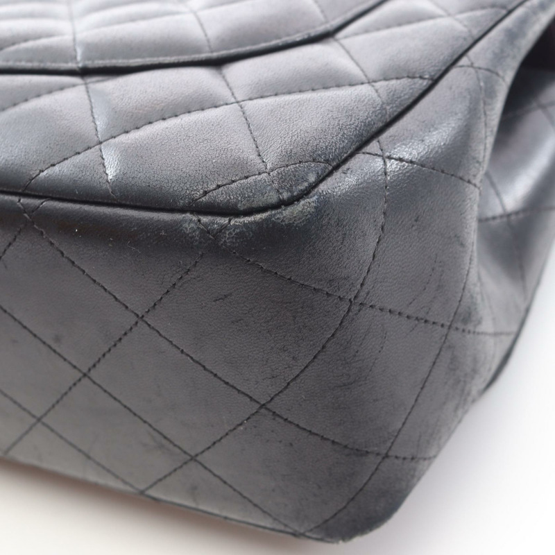 香奈兒 Deca Matelasse 30 經典大單肩包，羊皮材質，黑色，二手 CC-7