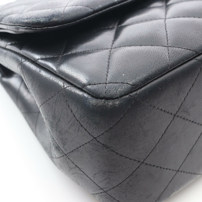 香奈兒 Deca Matelasse 30 經典大單肩包，羊皮材質，黑色，二手 CC-8