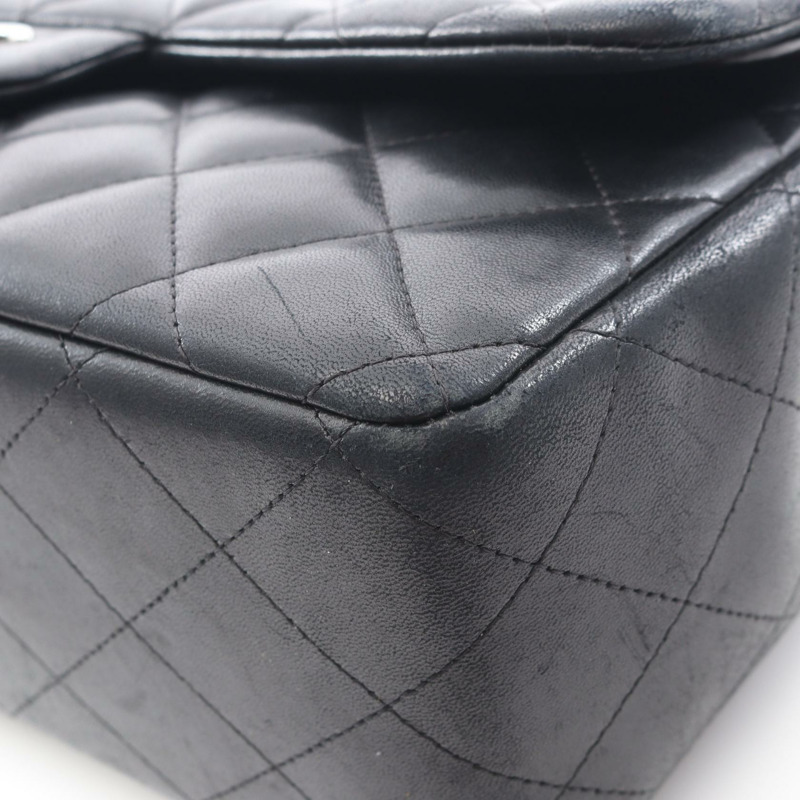 香奈兒 Deca Matelasse 30 經典大單肩包，羊皮材質，黑色，二手 CC-9