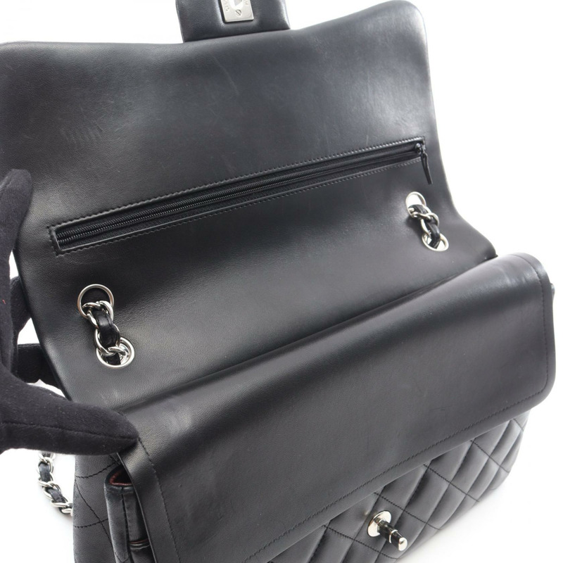 香奈兒 Deca Matelasse 30 經典大單肩包，羊皮材質，黑色，二手 CC-11