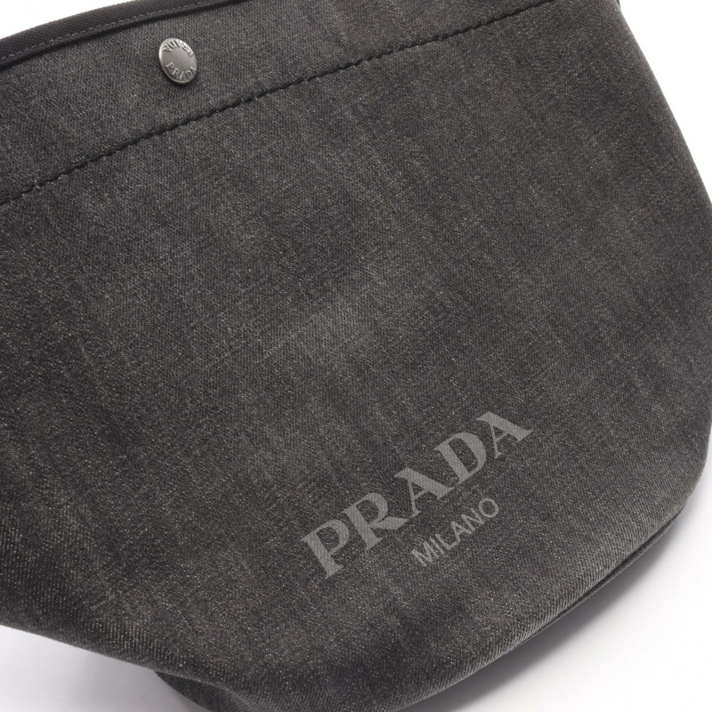 PRADA DENIM+CITY 小牛皮托特單肩斜背包 1BG244 黑色二手-8