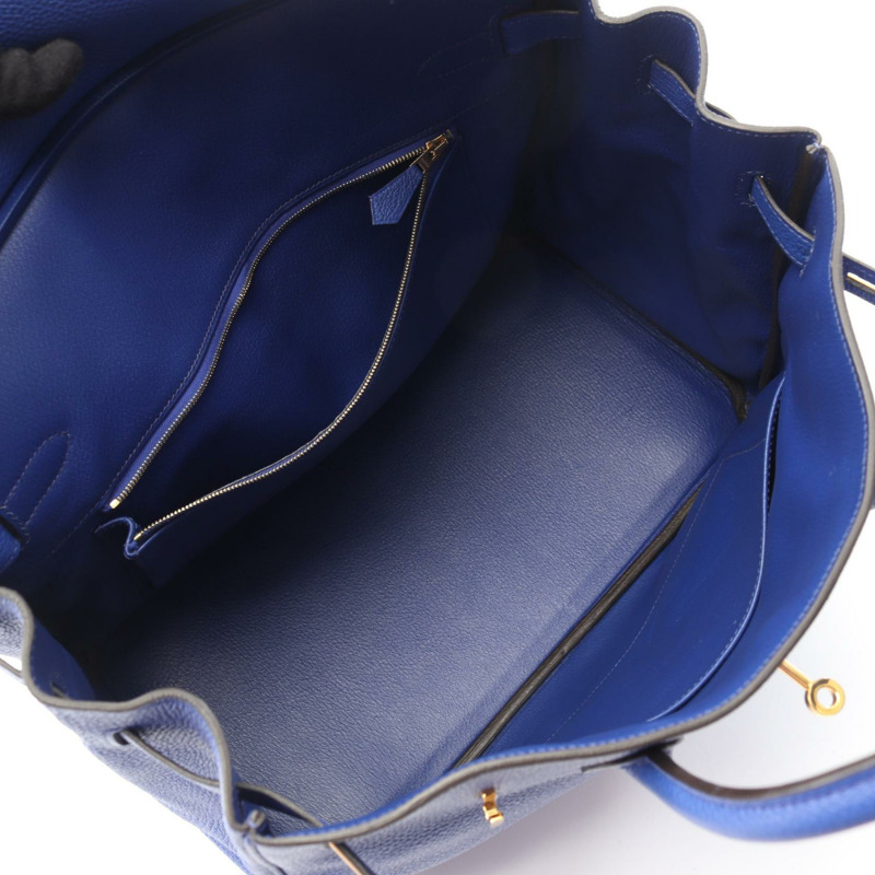 愛馬仕 Birkin 35 手提包，R Togo 皮革，藍色，金色五金，二手女款-2