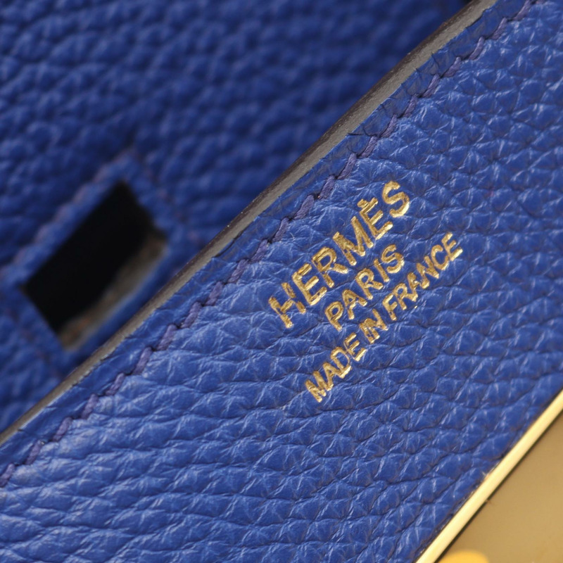 愛馬仕 Birkin 35 手提包，R Togo 皮革，藍色，金色五金，二手女款-3