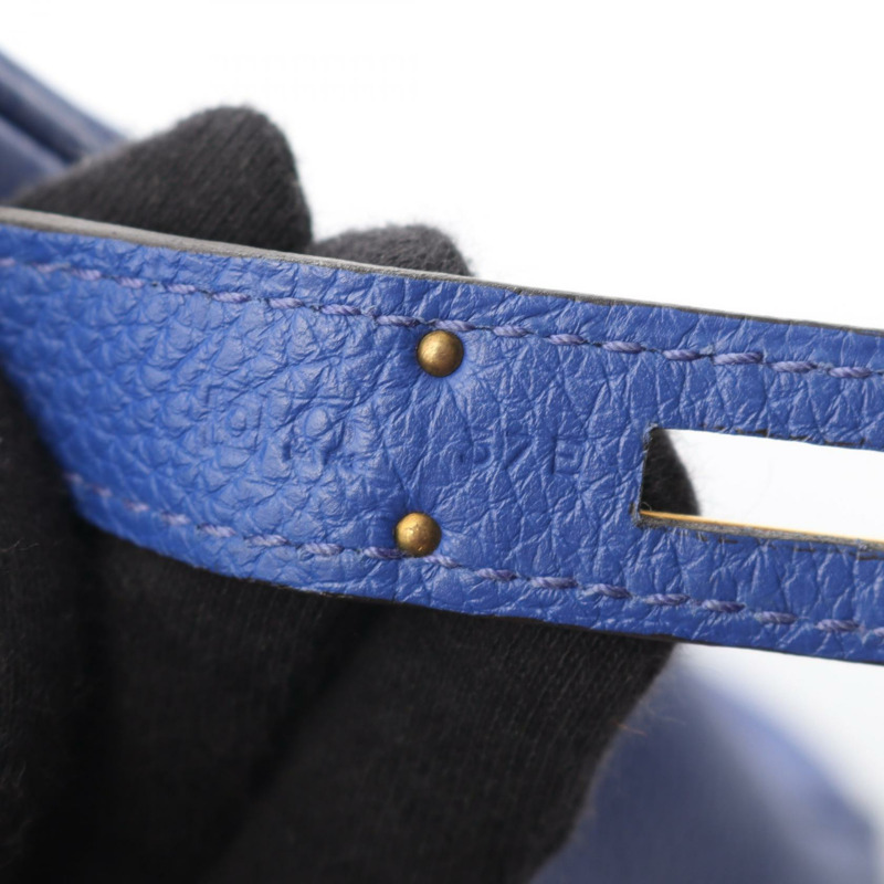 愛馬仕 Birkin 35 手提包，R Togo 皮革，藍色，金色五金，二手女款-4
