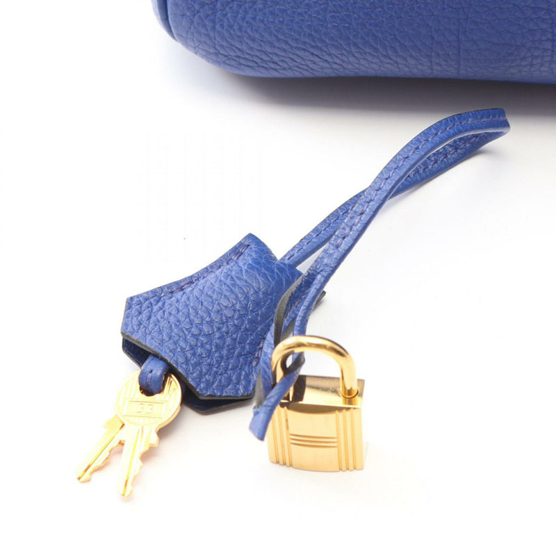 愛馬仕 Birkin 35 手提包，R Togo 皮革，藍色，金色五金，二手女款-5