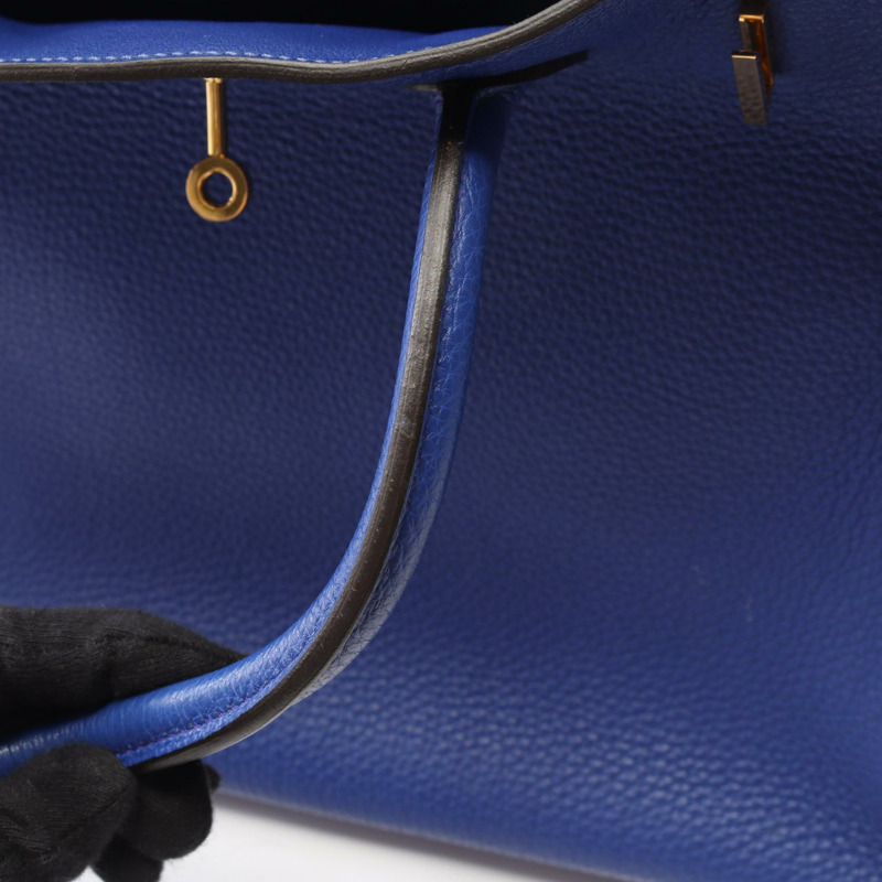 愛馬仕 Birkin 35 手提包，R Togo 皮革，藍色，金色五金，二手女款-10