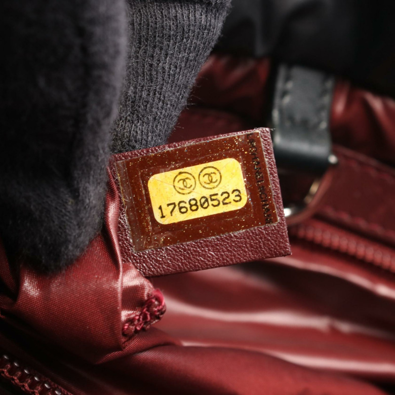 香奈兒 Coco Cocoon 小號手提包 A48610 尼龍皮革 黑色 酒紅色 SHW-4