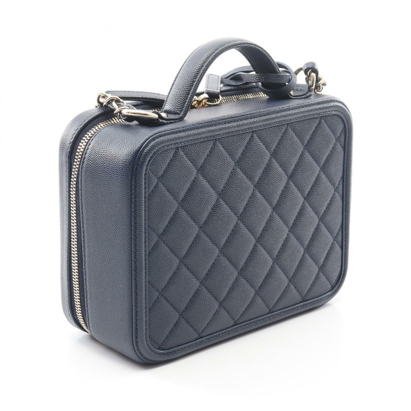 香奈兒 CC 鏤空絎縫 Vanity 肩斜背包 A93344 皮革 GHW-1