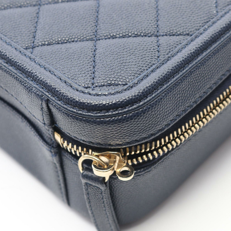 香奈兒 CC 鏤空絎縫 Vanity 肩斜背包 A93344 皮革 GHW-5