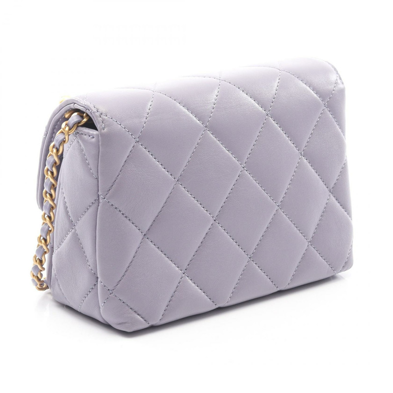 香奈兒 (CHANEL) 絎縫迷你翻蓋鏈條斜背包 AS4986 淡紫色羊皮-1
