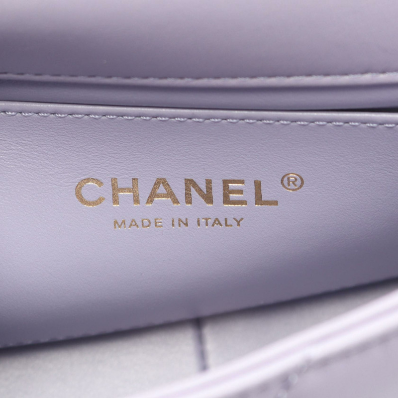 香奈兒 (CHANEL) 絎縫迷你翻蓋鏈條斜背包 AS4986 淡紫色羊皮-3