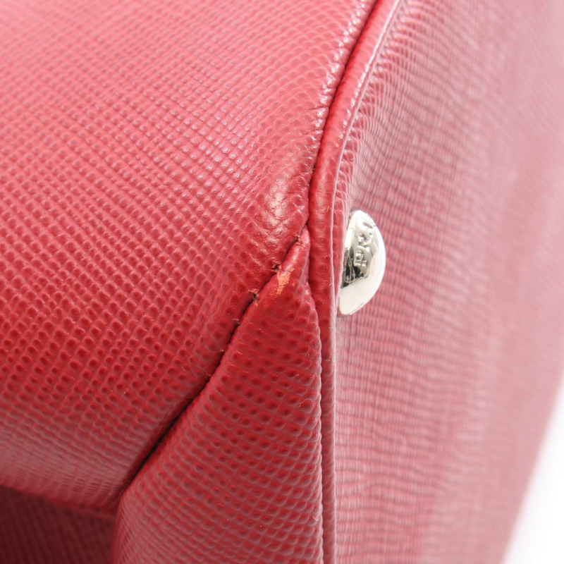 PRADA 三角形 Logo 兩用托特包,Saffiano 皮革,紅色,二手女款-4