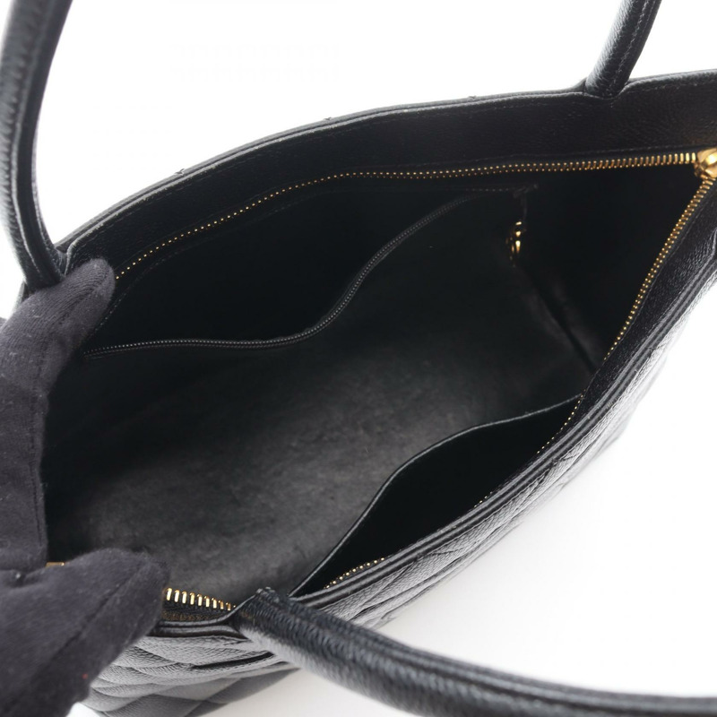 香奈兒 (CHANEL) Medallion 手提單肩包，黑色粒面小牛皮，二手，女士，金色五金配件，CC-2