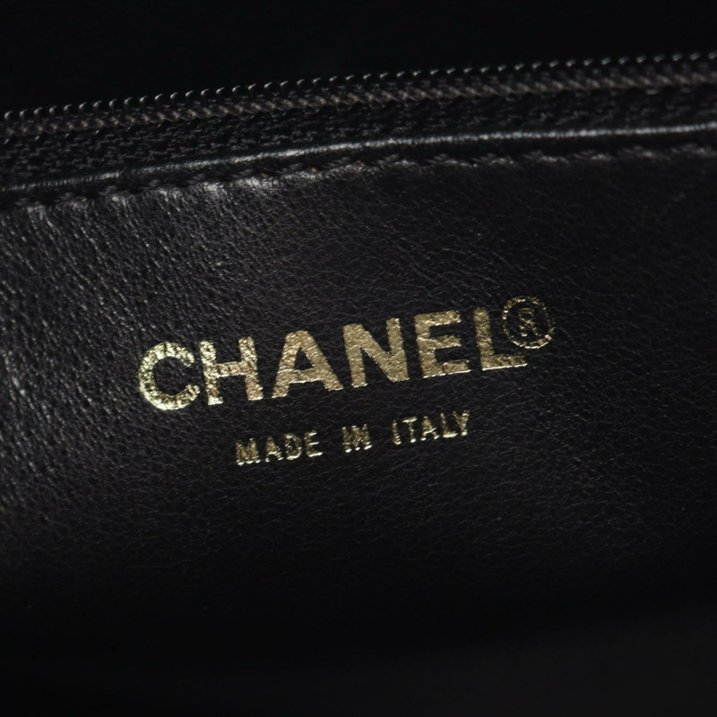 香奈兒 (CHANEL) Medallion 手提單肩包，黑色粒面小牛皮，二手，女士，金色五金配件，CC-3