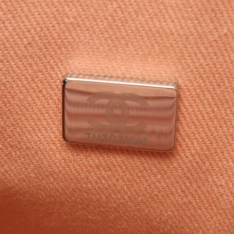 香奈兒 Deauville 保齡球鏈單背包 A92749 帆布皮革粉紅 SHW 二手-4