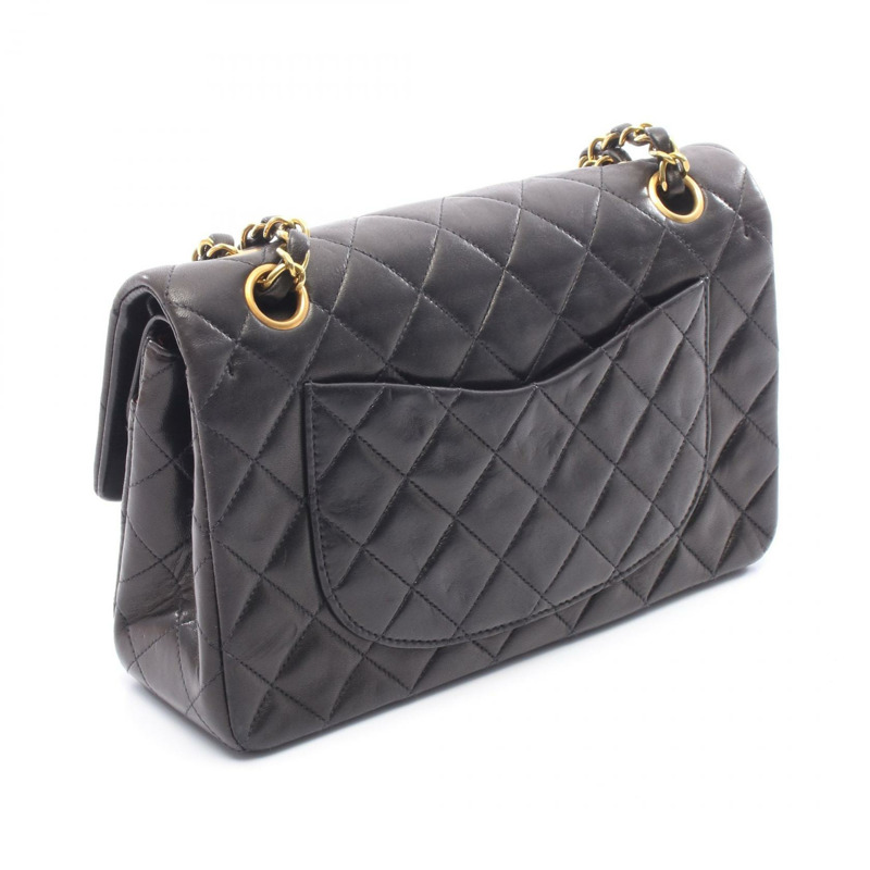 香奈兒 (CHANEL) Matelasse 雙蓋鏈條肩背包 A01113 羊皮黑色金色五金二手-1