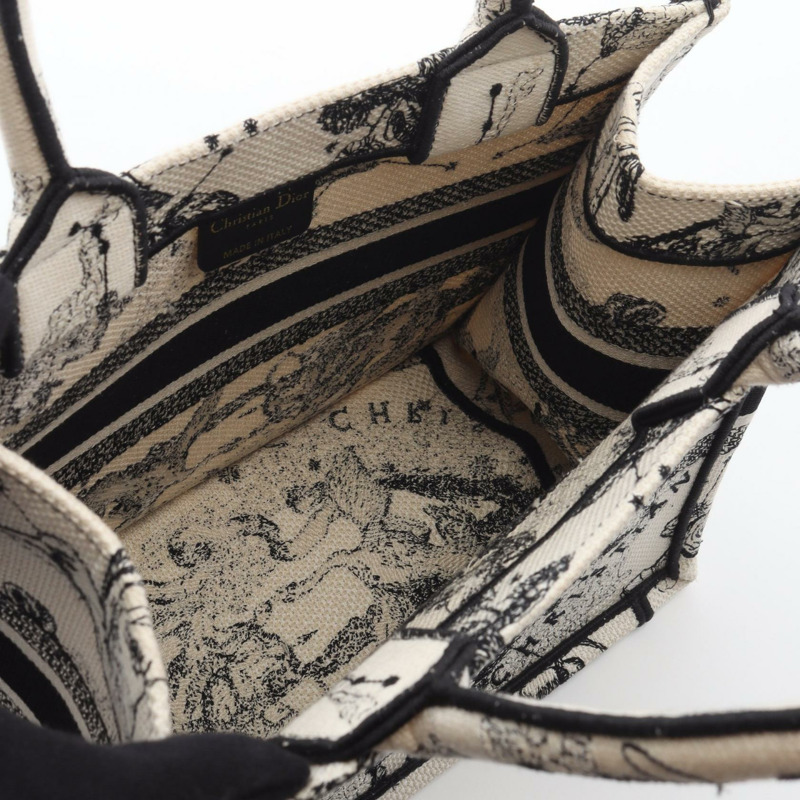 Dior 小號 BOOK TOTE 手提包 M1265ZRHZ 帆布 白色 黑色 二手 女士 logo-2