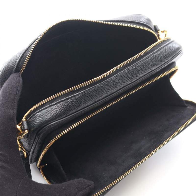 Christian Dior Caro 雙口袋單背包 S7431UBAE 黑色皮革二手 CD-2