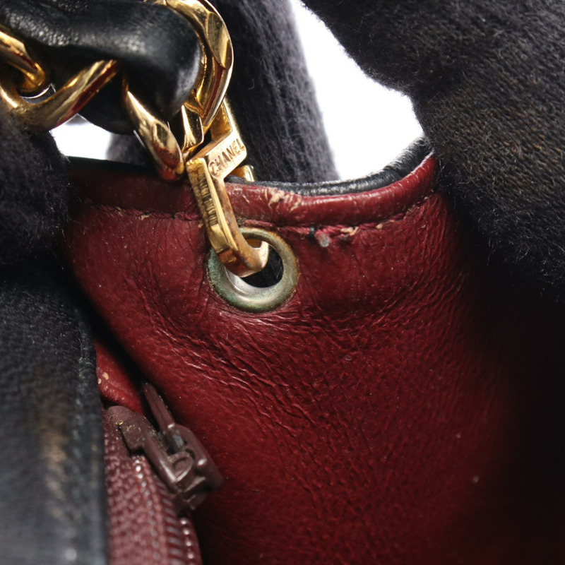 香奈兒迷你絎縫鏈條斜挎包 A01115 羊皮黑色金色五金-7