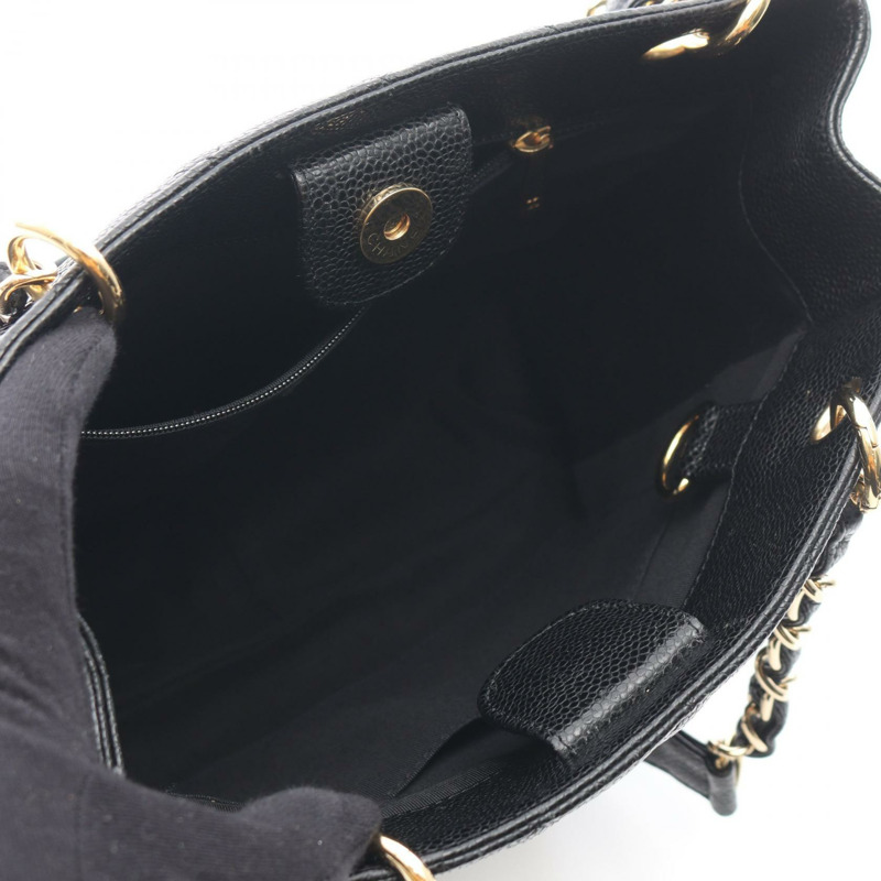香奈兒 Matelasse PST 鏈肩背托特包，粒面小牛皮，黑色，二手，金色五金-2
