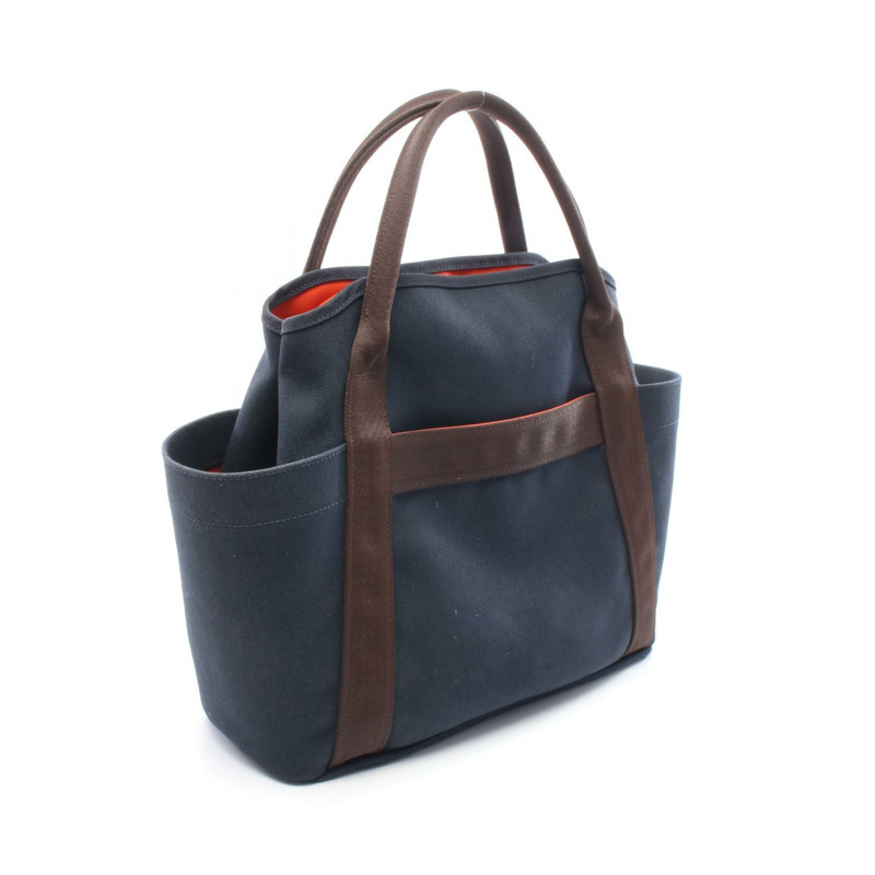 HERMES Sac de Pansage 手提包 單肩包 Z 印花布 軍事 V 形 海軍藍 feu SHW-1