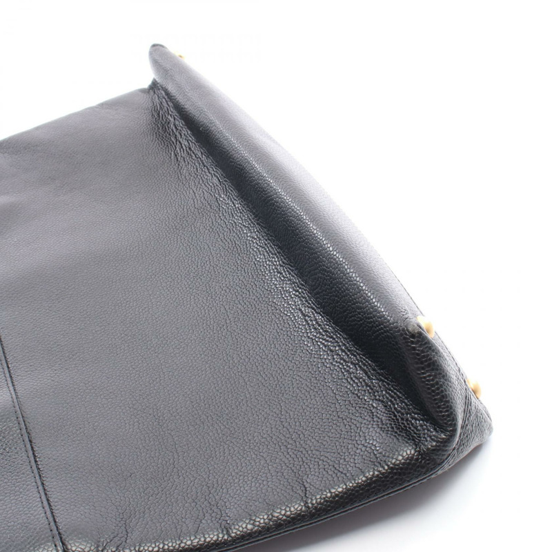 香奈兒 COCO 標誌手提包，黑色小牛皮，二手，女士，金色五金-6