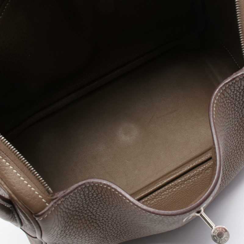 愛馬仕 Lindy 30 單肩包 X Taurillon Clemence Etoupe 灰色 二手 SHW-5