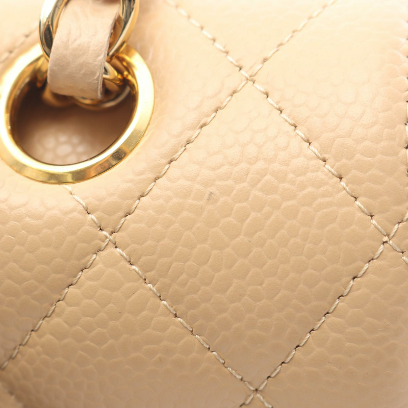 香奈兒 (CHANEL) Matelasse 雙蓋鏈條肩背包 A01112 小牛皮 米色 金色五金 二手-7