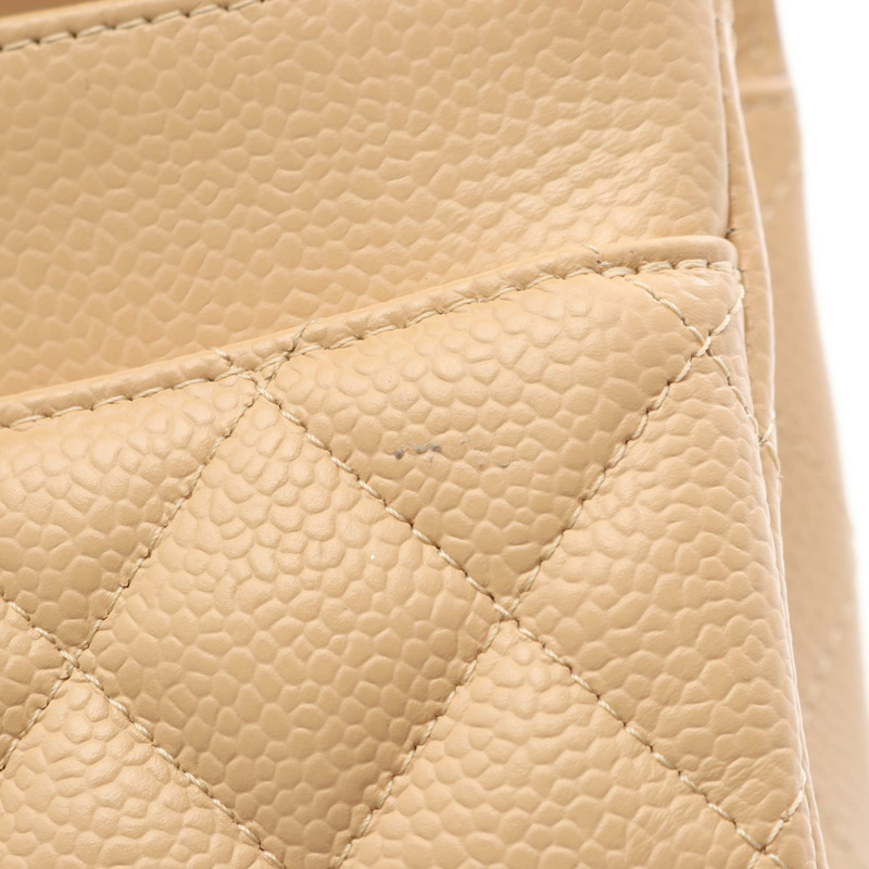 香奈兒 (CHANEL) Matelasse 雙蓋鏈條肩背包 A01112 小牛皮 米色 金色五金 二手-9