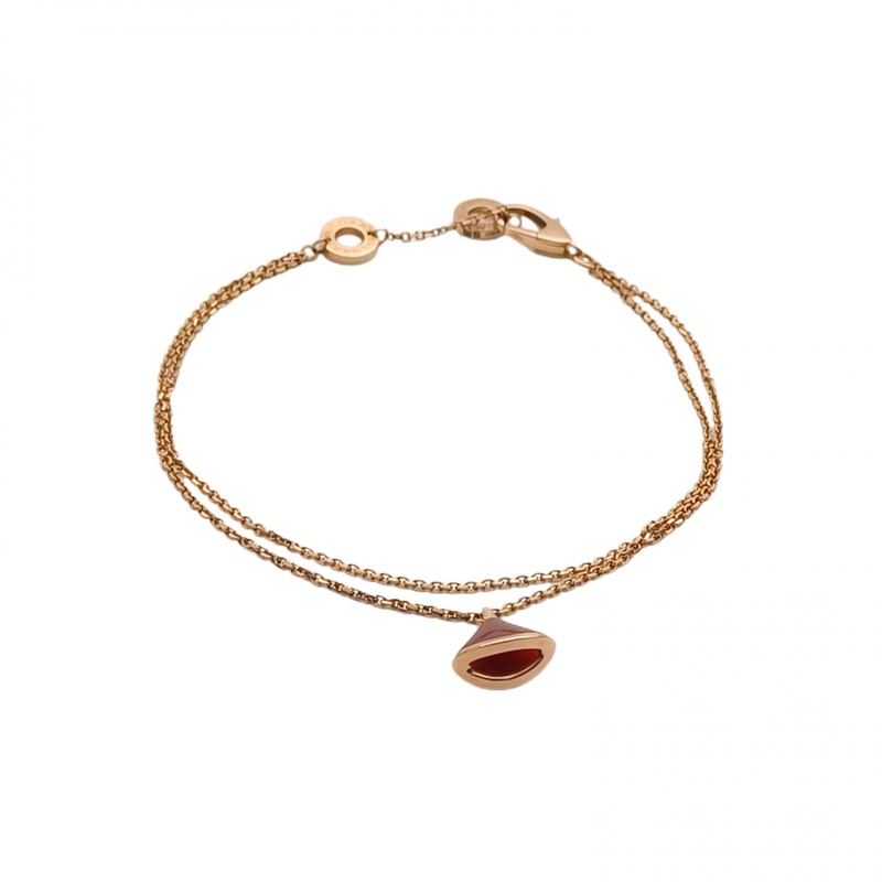 BVLGARI DIVASDREAM小扇子手鏈18K玫瑰金/紅玉髓S-M碼-0