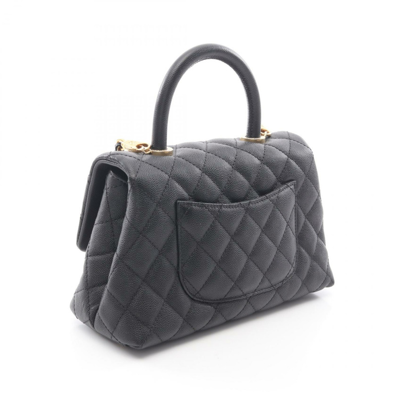 香奈兒 Coco Handle 翻蓋絎縫鏈條肩背包 A92990 小牛皮 GHW CC-1