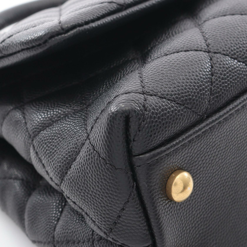 香奈兒 Coco Handle 翻蓋絎縫鏈條肩背包 A92990 小牛皮 GHW CC-6