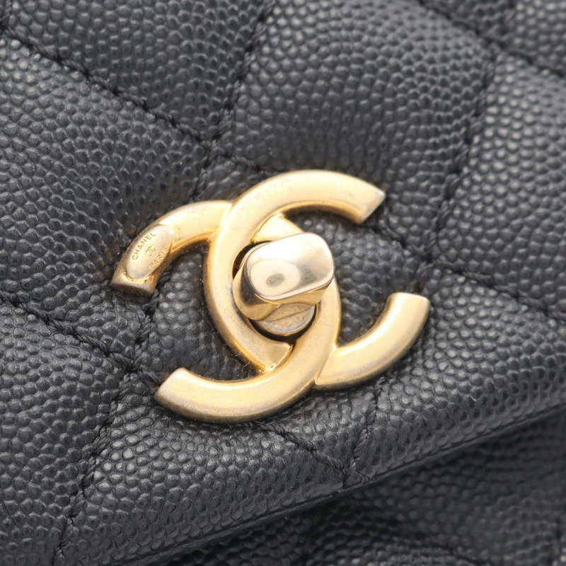 香奈兒 Coco Handle 翻蓋絎縫鏈條肩背包 A92990 小牛皮 GHW CC-8