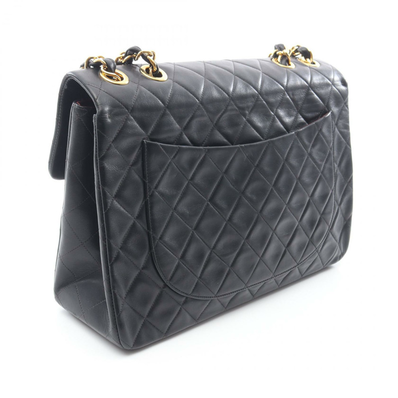 香奈兒 Jumbo Matelasse 34 鏈條肩背包,羊皮材質,黑色,二手,金色五金-1