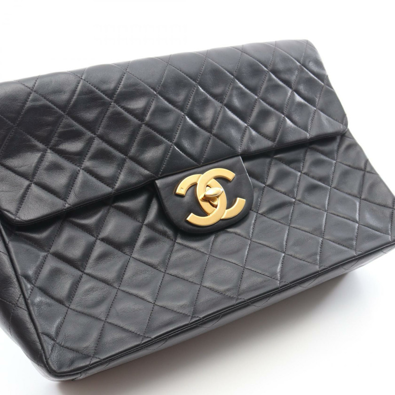 香奈兒 Jumbo Matelasse 34 鏈條肩背包,羊皮材質,黑色,二手,金色五金-12