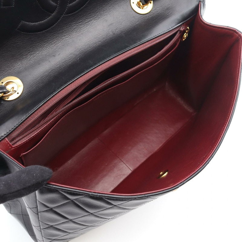 香奈兒 Jumbo Matelasse34 鏈條肩背包,羊皮材質,黑色,二手,金色五金,CC-2