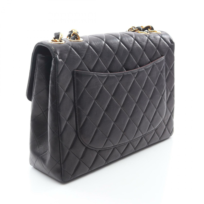 香奈兒 Jumbo Matelasse 30 鏈條肩背包，羊皮材質，黑色，二手，金色五金-1