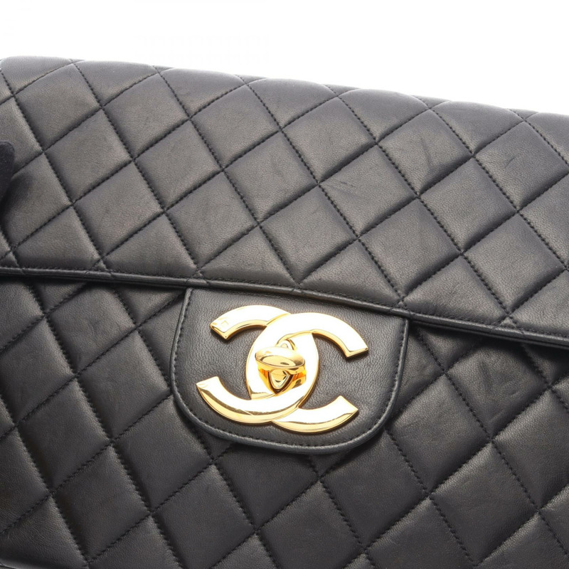 香奈兒 Jumbo Matelasse 30 鏈條肩背包，羊皮材質，黑色，二手，金色五金-12