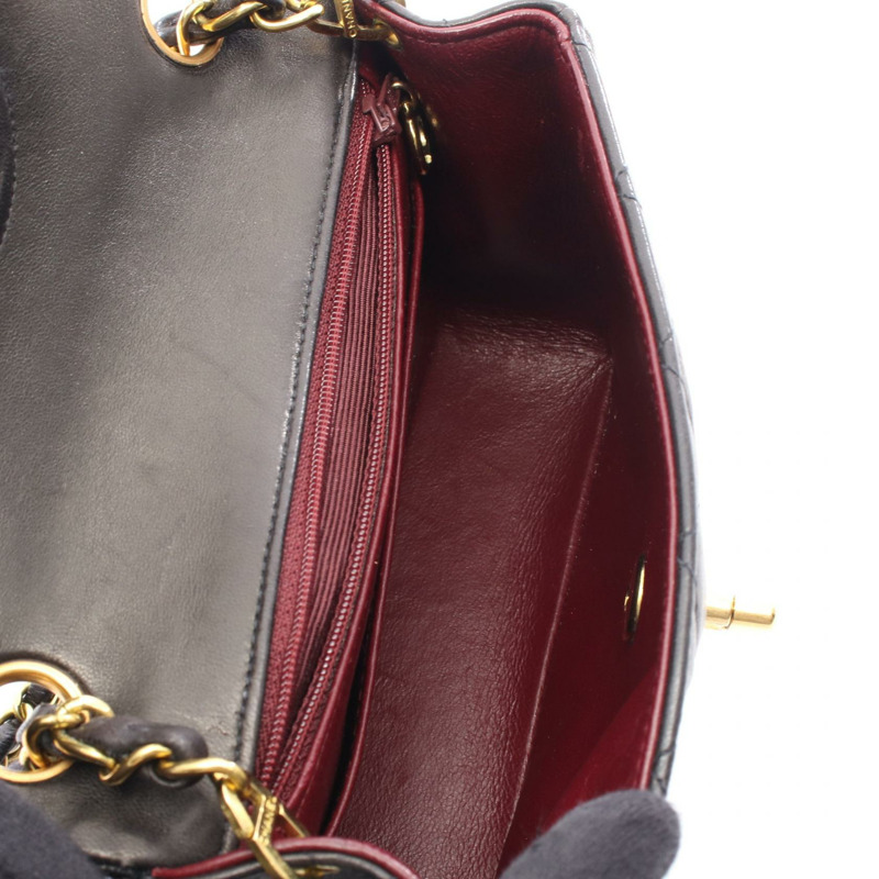 香奈兒迷你絎縫鏈條斜背包 A01115 羊皮黑色金色五金 CC-2