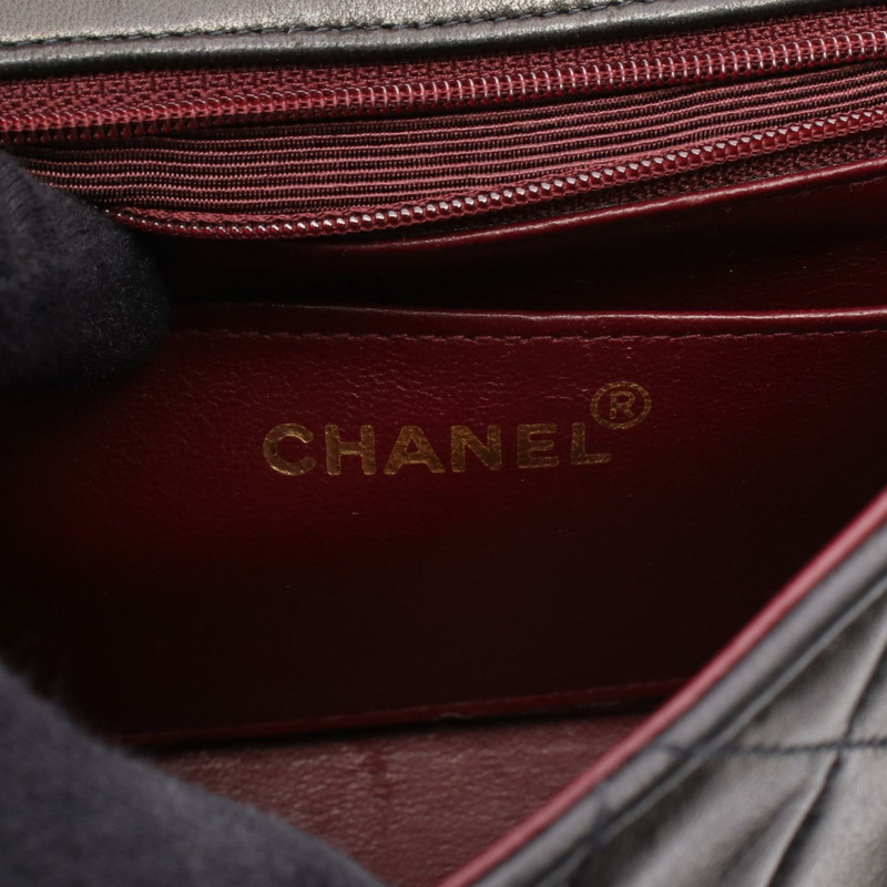 香奈兒迷你絎縫鏈條斜背包 A01115 羊皮黑色金色五金 CC-3