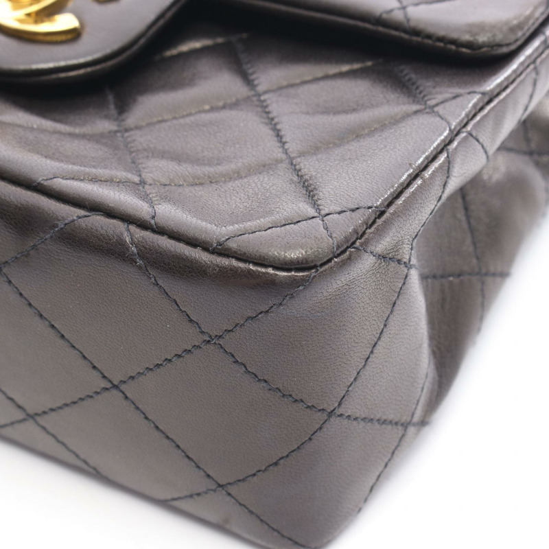 香奈兒迷你絎縫鏈條斜背包 A01115 羊皮黑色金色五金 CC-8