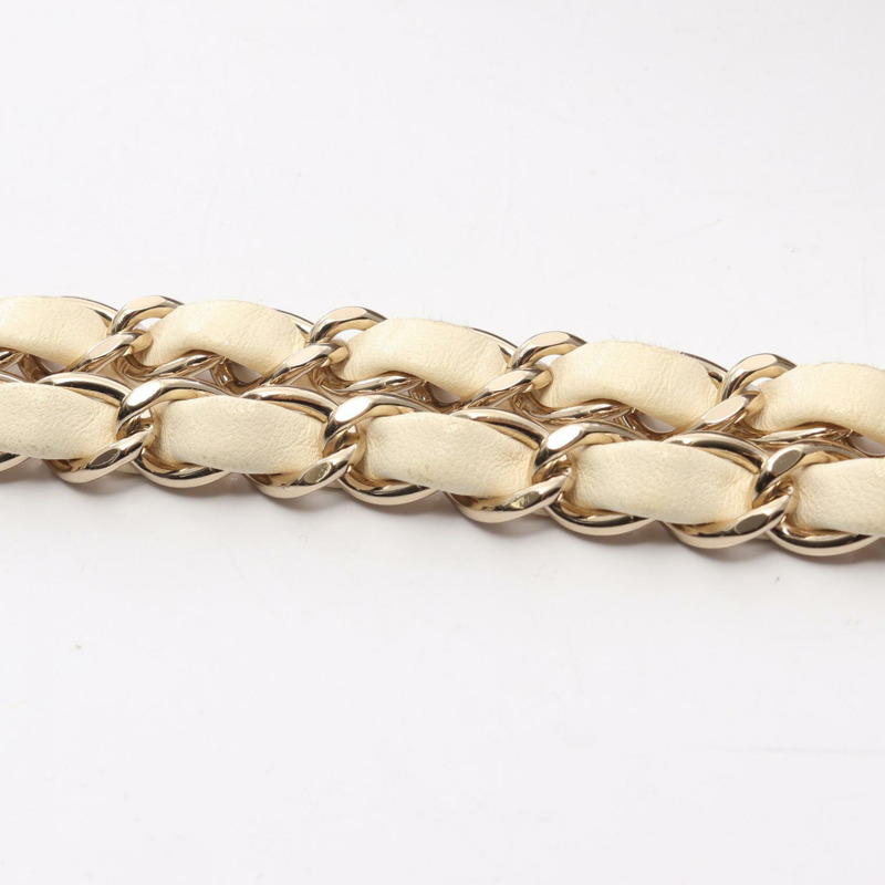 香奈兒 (CHANEL) Matelasse W 翻蓋鏈條肩背包，藍色斜紋軟呢布料，二手，女士，金色五金-6