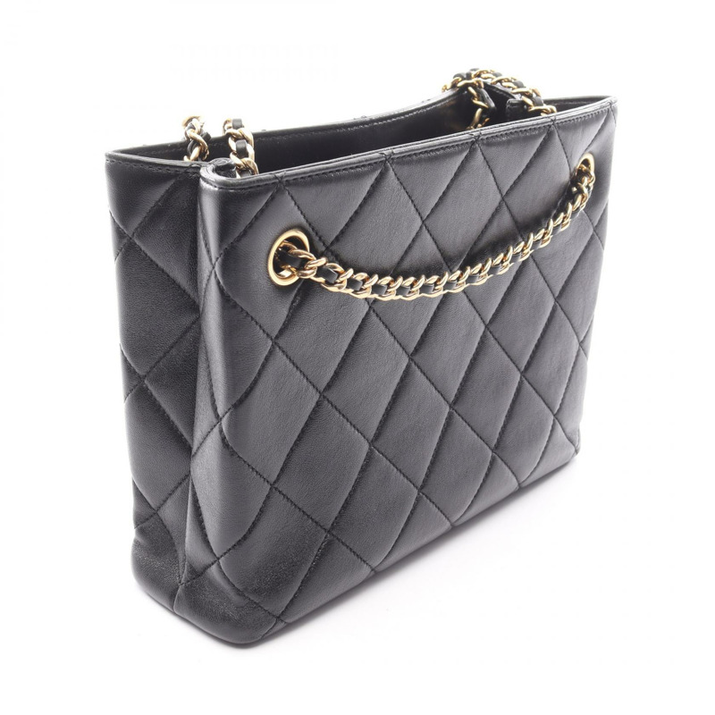 香奈兒 (CHANEL) 絎縫小號購物鏈肩包 AS5743 羊皮黑色金色五金-1